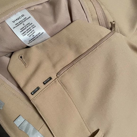 New S 2 VINCE Wool Wide Leg Cullotes Trousers Pants Beige Ginger Elegant - Picture 8 of 10